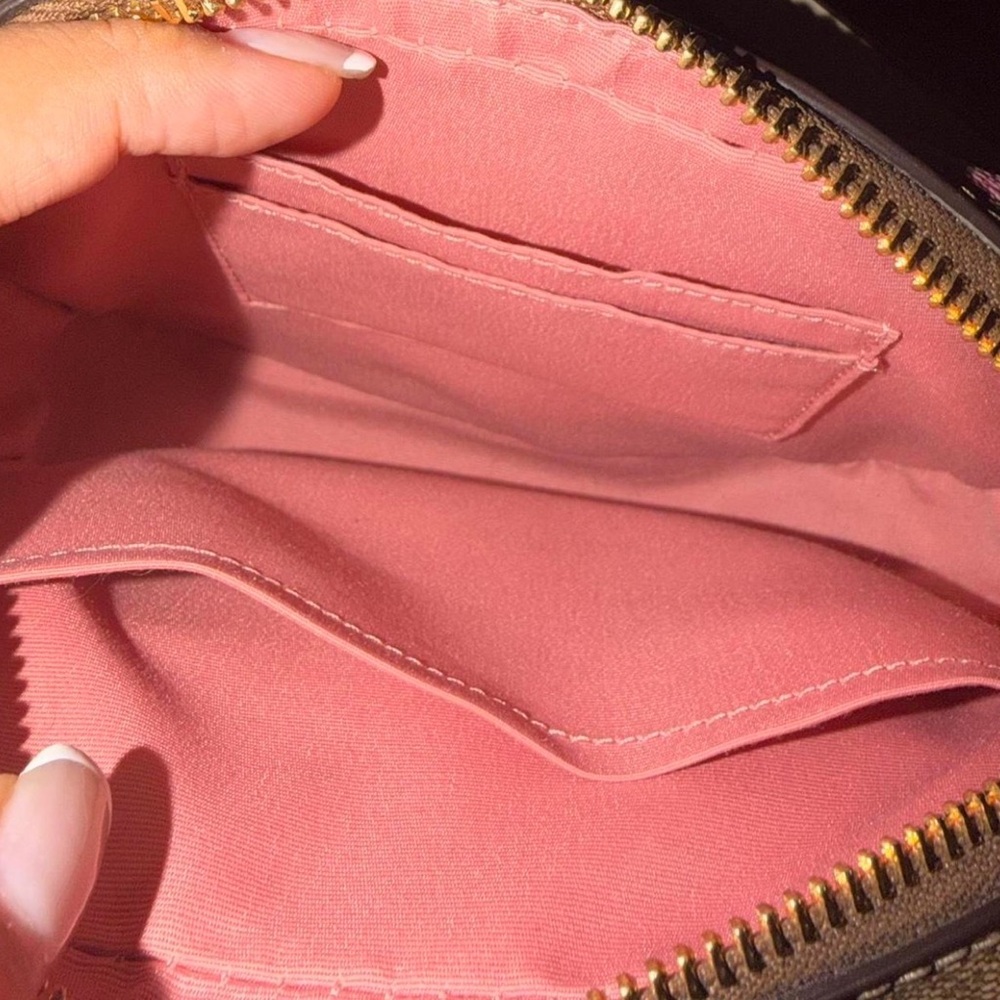 Coach Signature Floral Clutch - Brown and Pink - Picture 3 of 13